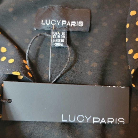 LUCY PARIS POLKA DOT WRAP RUFFLE MINI DRESS LONG SLEEVE WOMEN'S SIZE SMA… - Picture 10 of 12